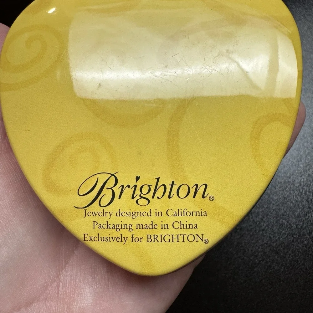 Brighton Heart Shaped Collectible Tin Box‎ Pink & Yellow Jewelry Gift